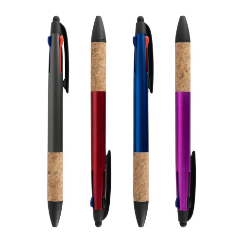 3 Color Pen w/ Cork Grip